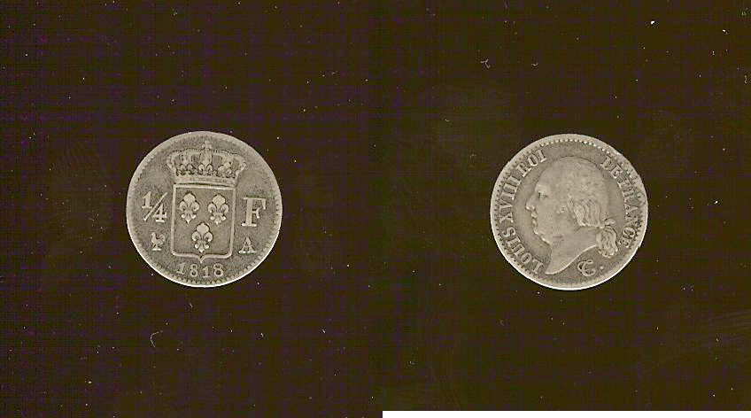 quarter franc 1818A aVF/VF
